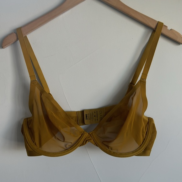 CUUP The Plunge Bra Yellow Underwire Mesh Sheer 36c - Picture 2 of 7